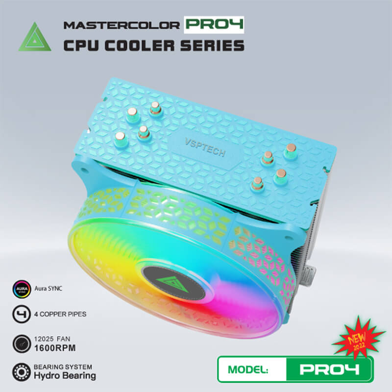 Tản nhiệt CPU VSP MASTERCOLOR PRO-4 (Blue)