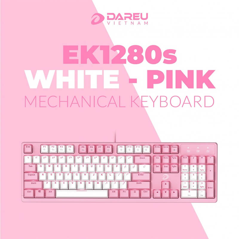 Bàn phím cơ Gaming DAREU EK1280s PINK-WHITE 