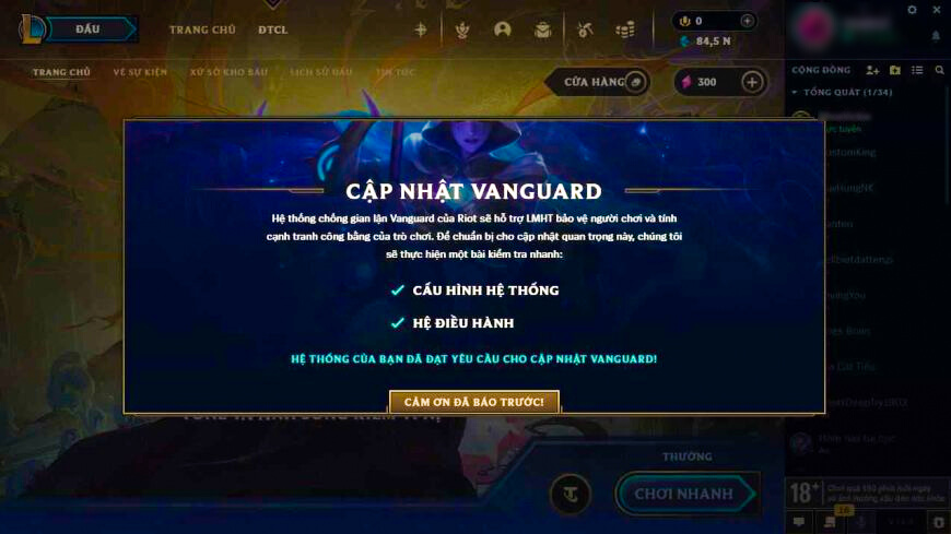 Cập nhật Vanguard